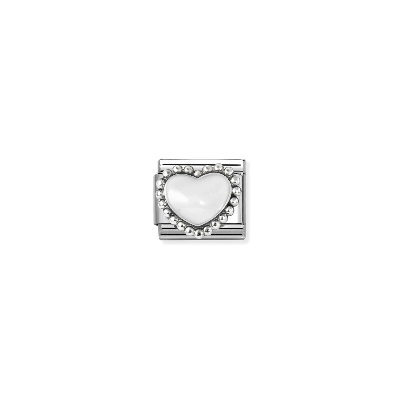 Composable Classic Link 330204/36 White Heart In 925 Silver & Enamel