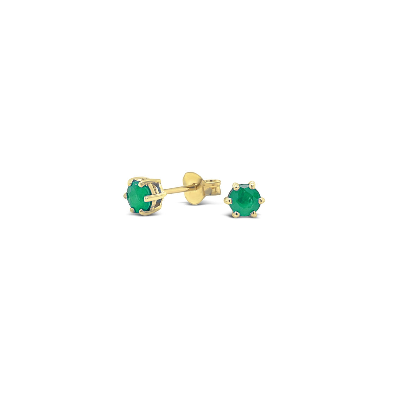 9k Yellow Gold Emerald Stud Earrings