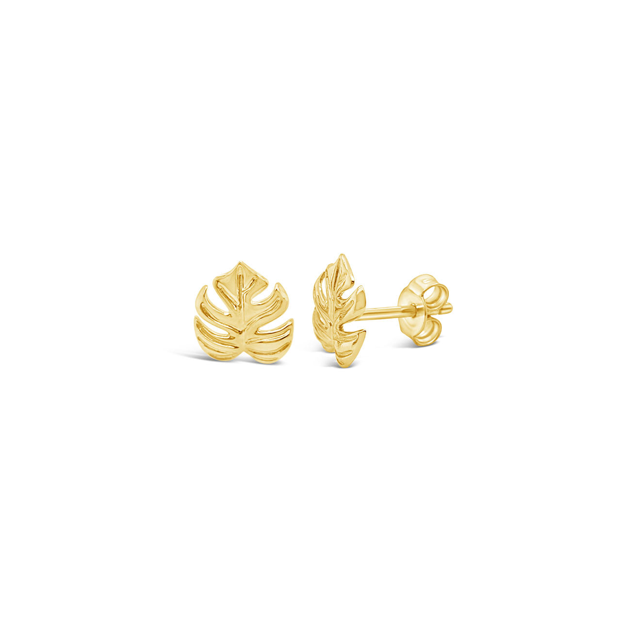 9k Yellow Gold Monstera Leaf Stud Earrings
