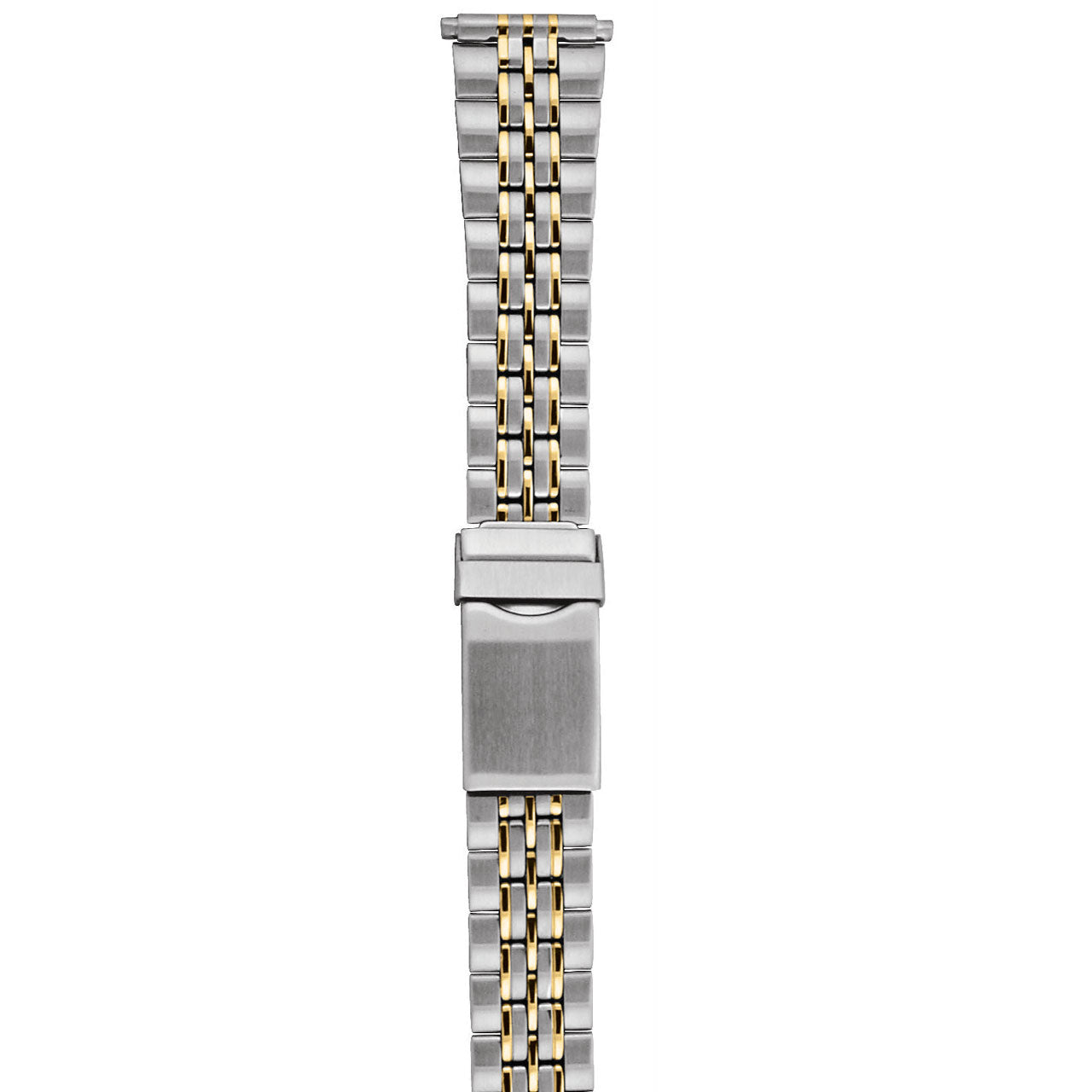 18-22mm Two Tone Steel 3 Fold Clasp Watch Strap