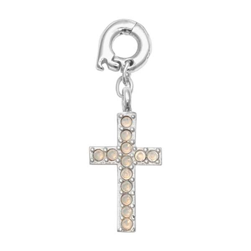 Silver Plated 'Sparkling Cross' Charm - 20mm