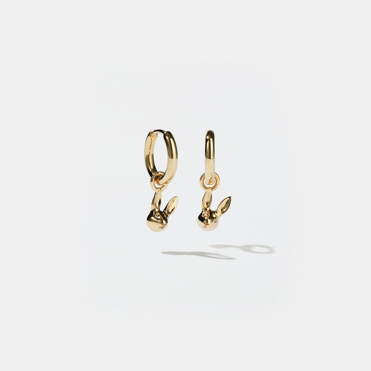 Sterling Silver Gold Plated Bunny Charm Earrings