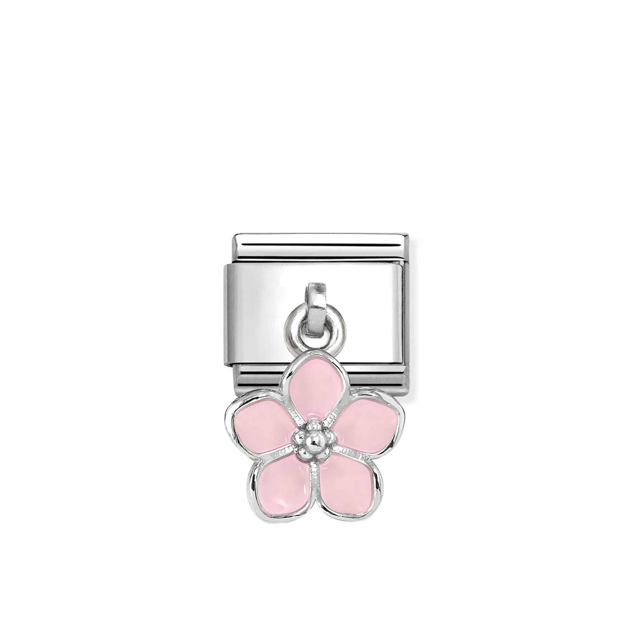 Composable Classic Link 331805/23 Pink Flower Pendant Charm In Silver