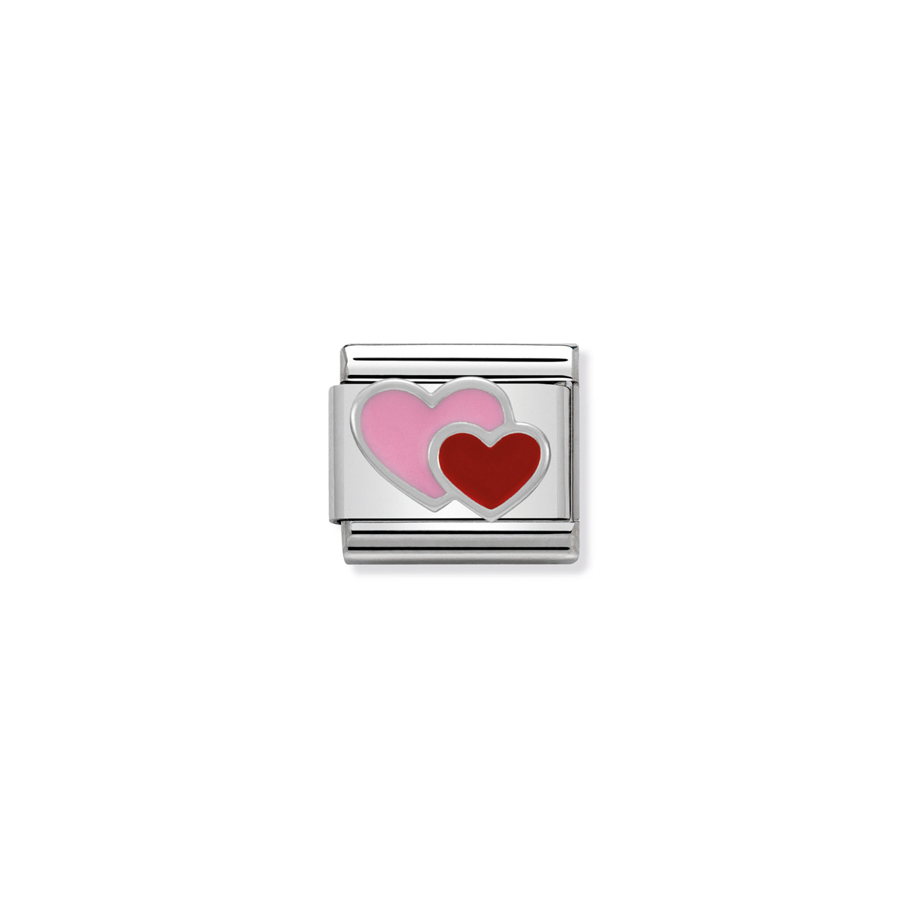 Composable Classic Link 330202/16 Pink & Red Double Heart in Silver