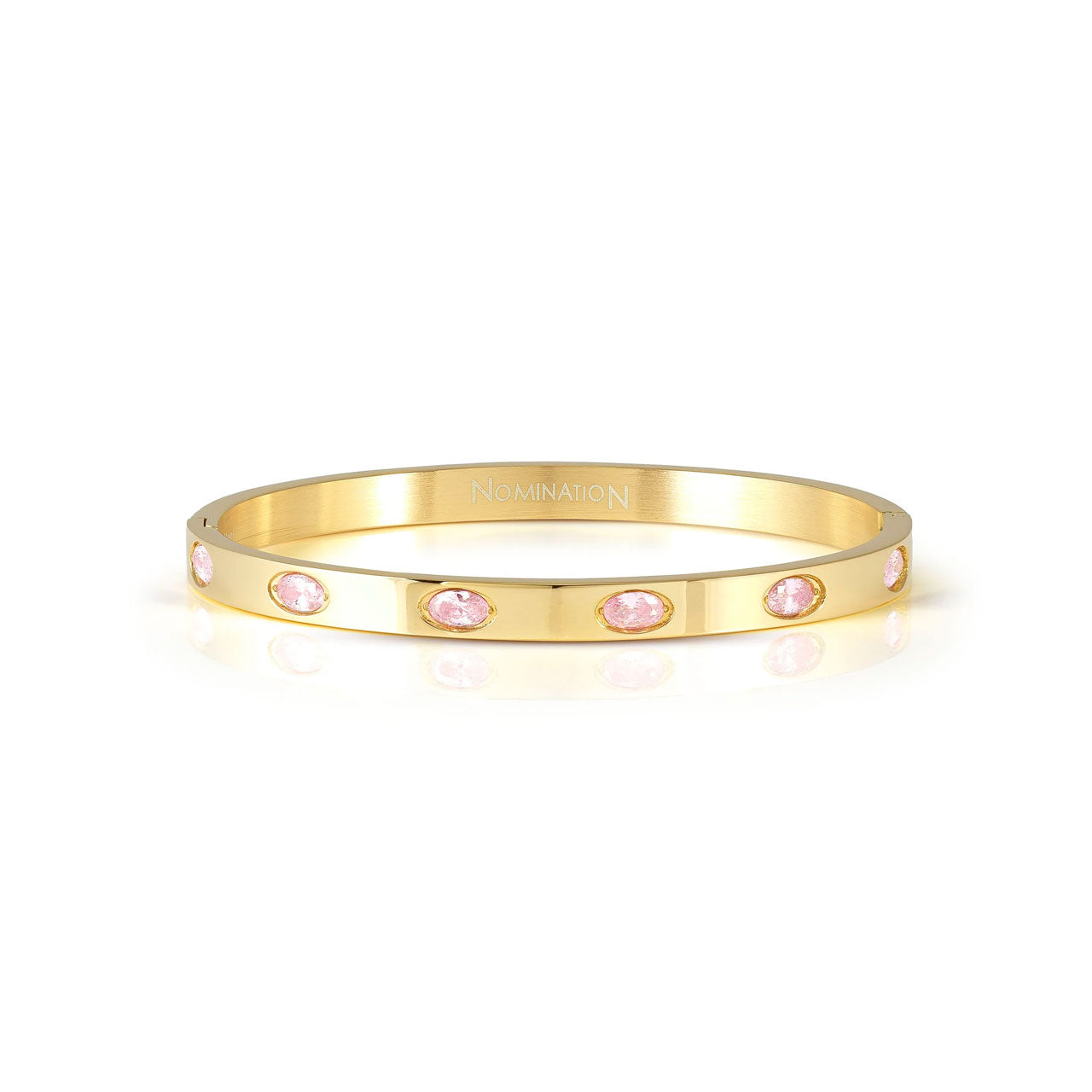 Pretty Bangles Gold With Pink CZ - Size Large