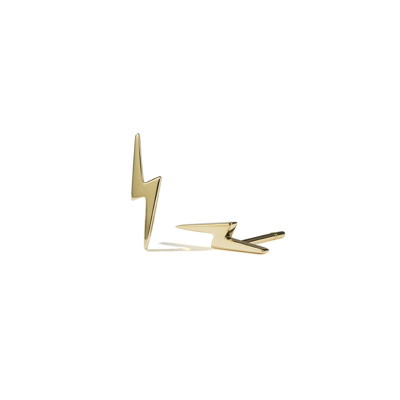Sterling Silver Nell Lightning Bolt Stud Earrings - Gold Plated