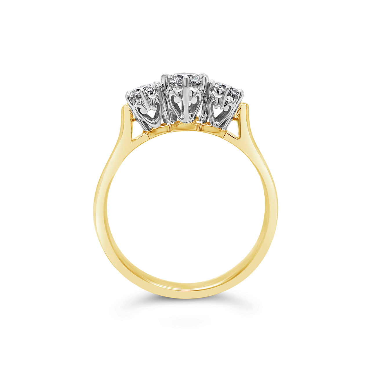 9k Yellow & White Gold 3 Stone Diamond Ring