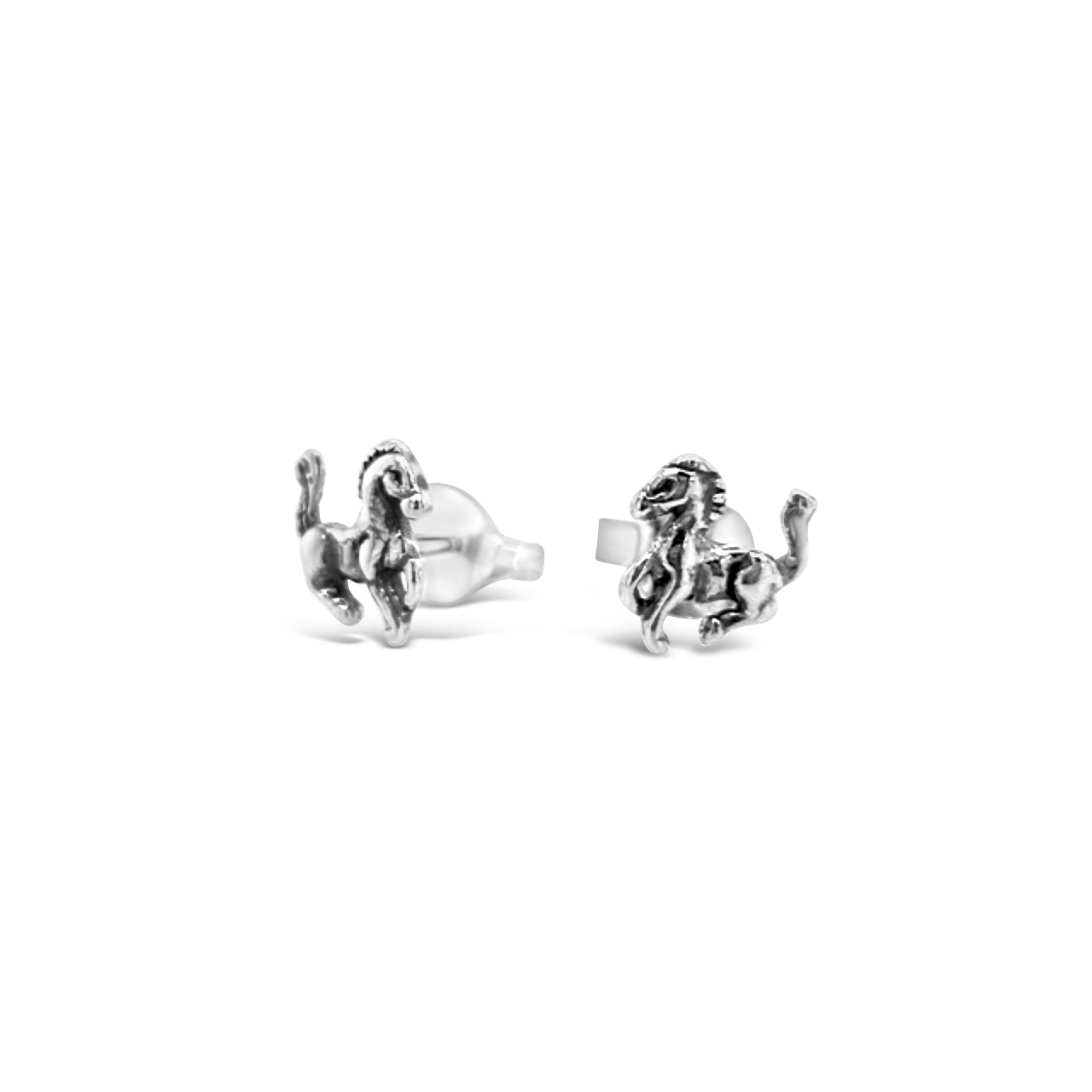 Sterling Silver Tiny Galloping Horse Stud Earrings