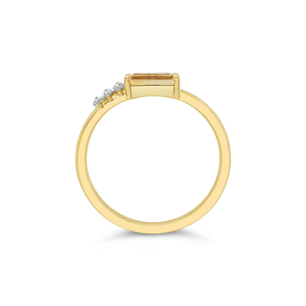 9k Yellow Gold Citrine & Diamond Dress Ring