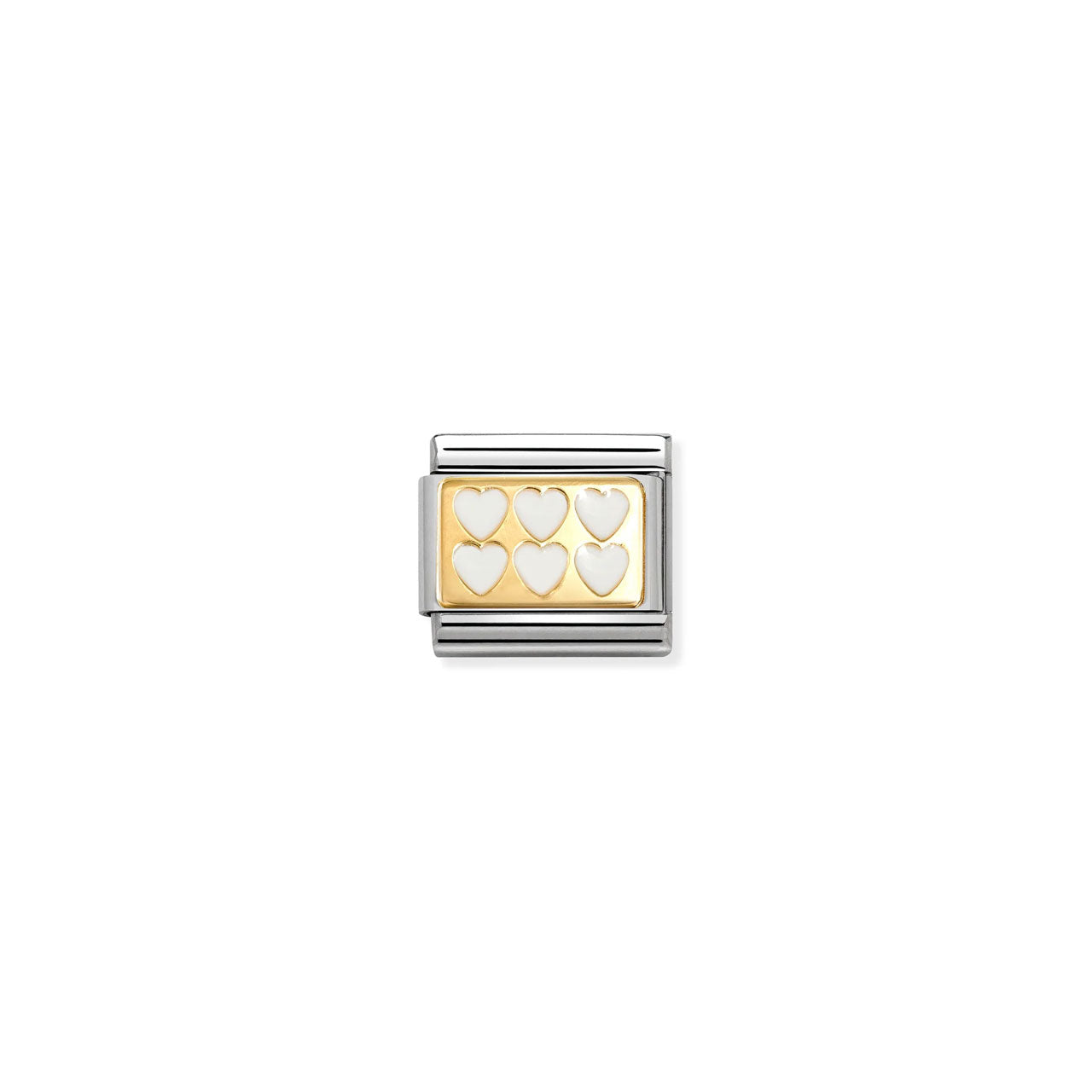 Composable Classic Link 030284/69 White Enamel Hearts In 18K Gold