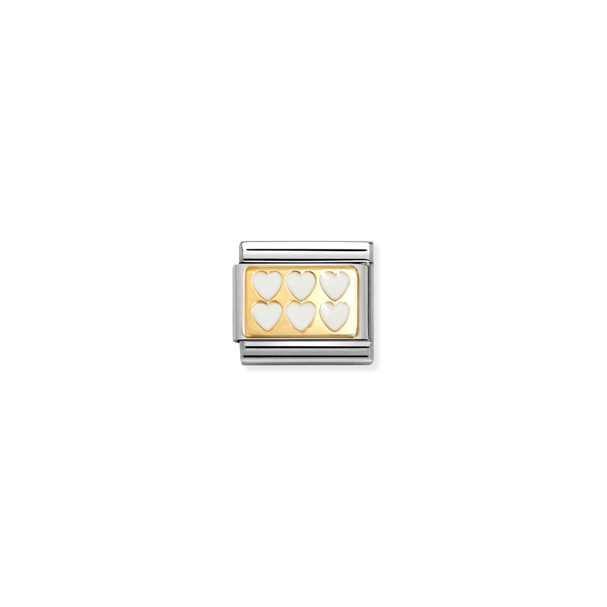 Composable Classic Link 030284/69 White Enamel Hearts In 18K Gold