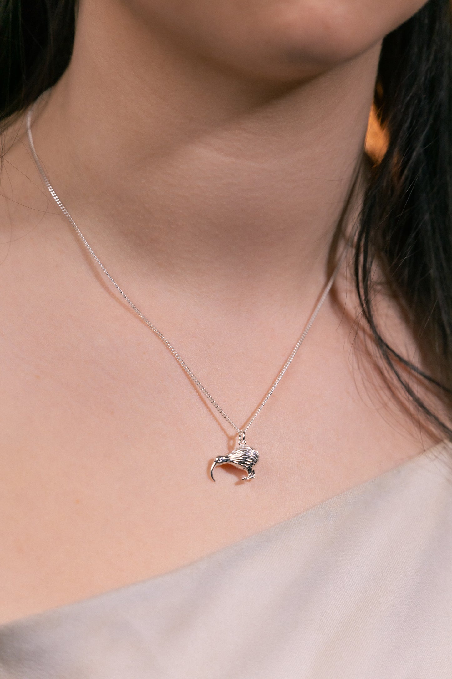 Sterling Silver Small Solid Kiwi Necklace