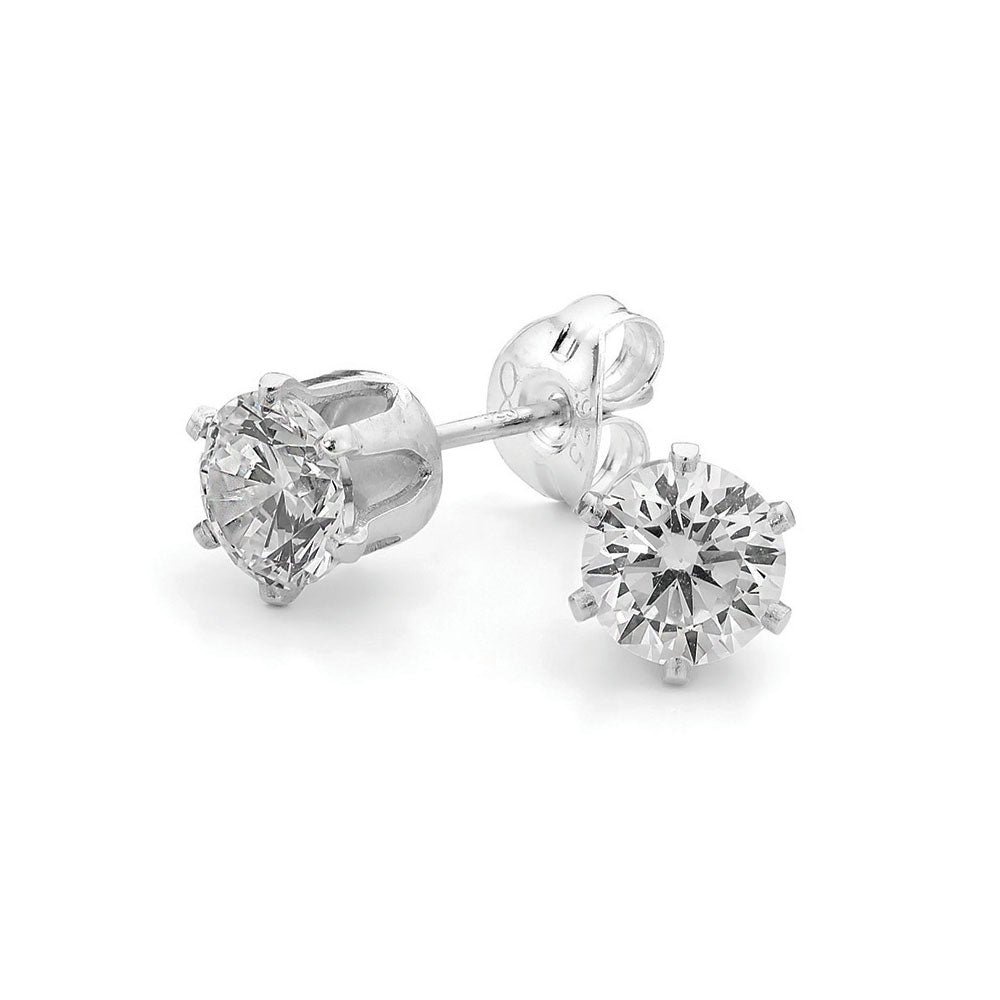 Sterling Silver White 5mm CZ Stud Earrings