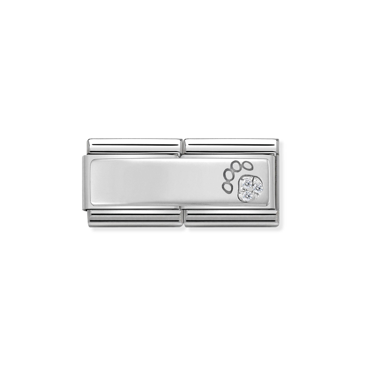 Classic Composable Double Link 330731/13 Paw Print in Silver & Stones