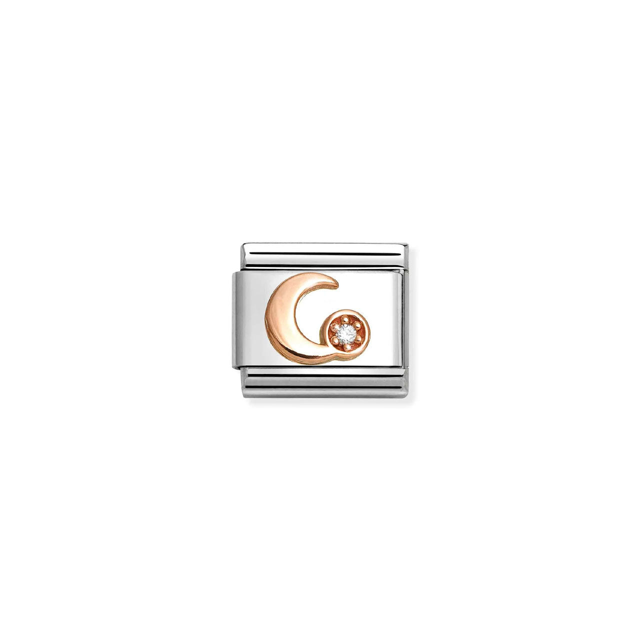 Composable Classic Link 430305/45 aWhite Moon with White CZ in 9k Rose Gold