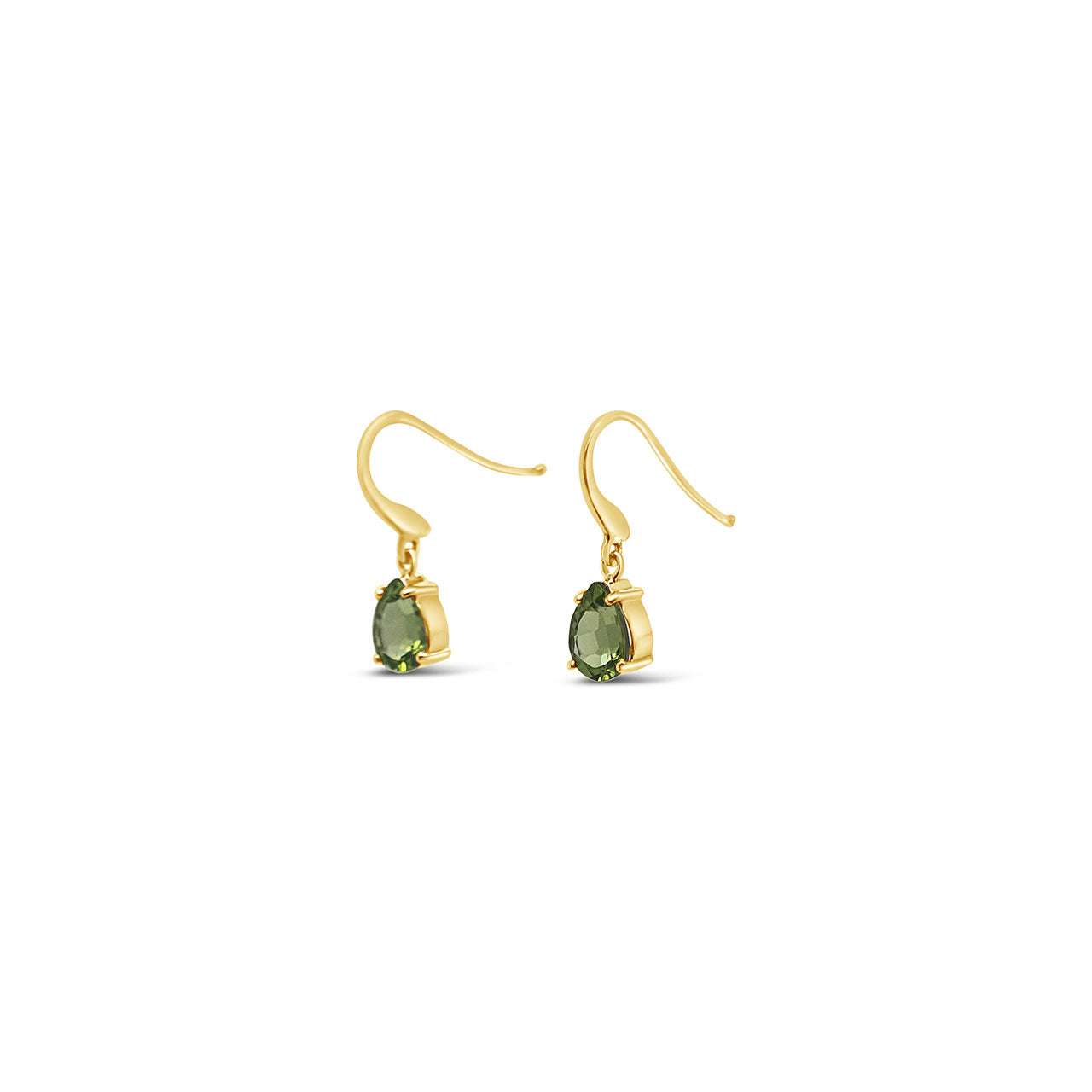 9k Yellow Gold Peridot Pear Drop Hook Earrings