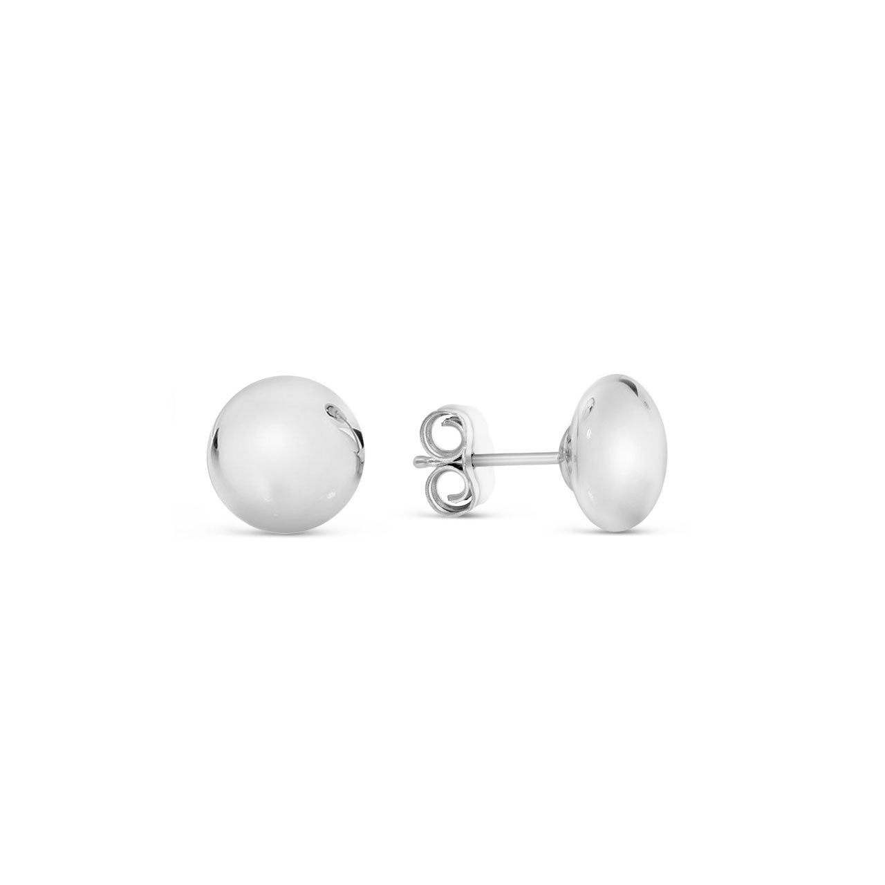 Sterling Silver 8mm Flat Ball Stud Earrings