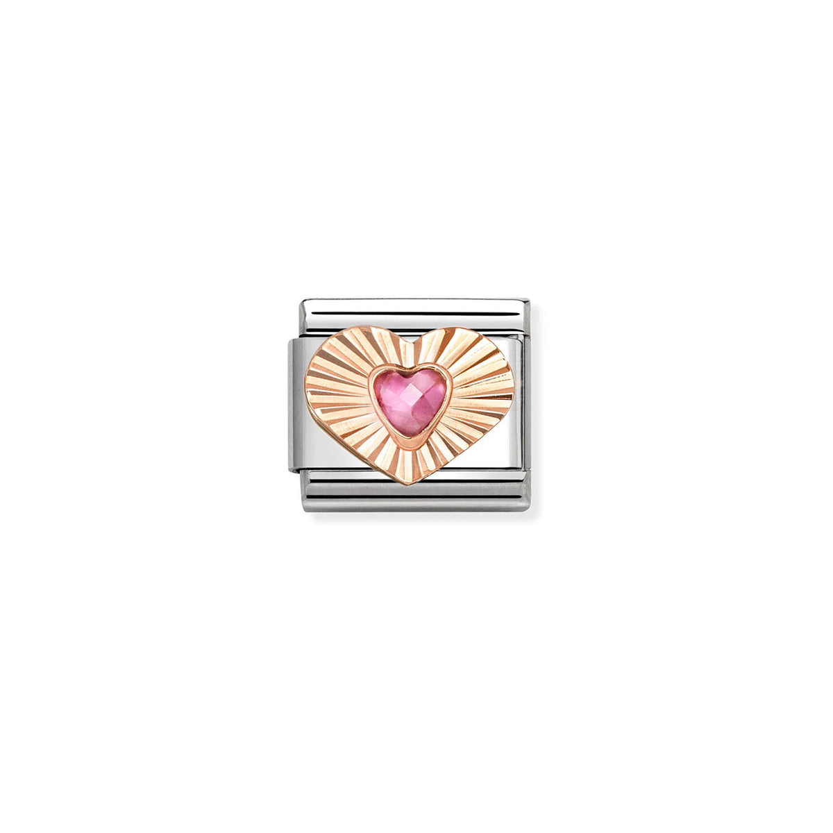 Composable Classic Link 4306010/003 Heart Etched Detail In 9K Rose Gold & Pink CZ Heart