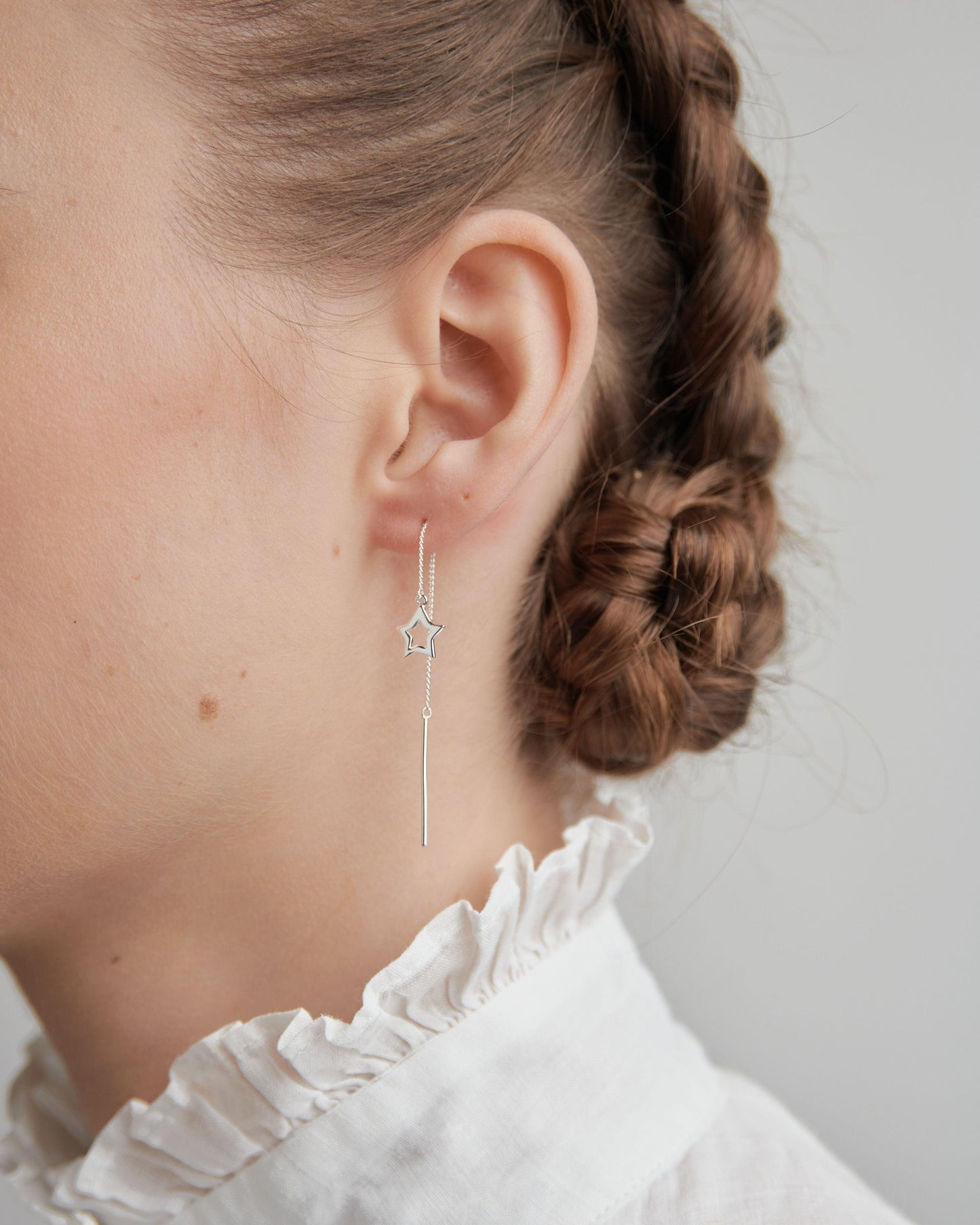 Sterling Silver Star Thread Earrings - Jamies Jewellers