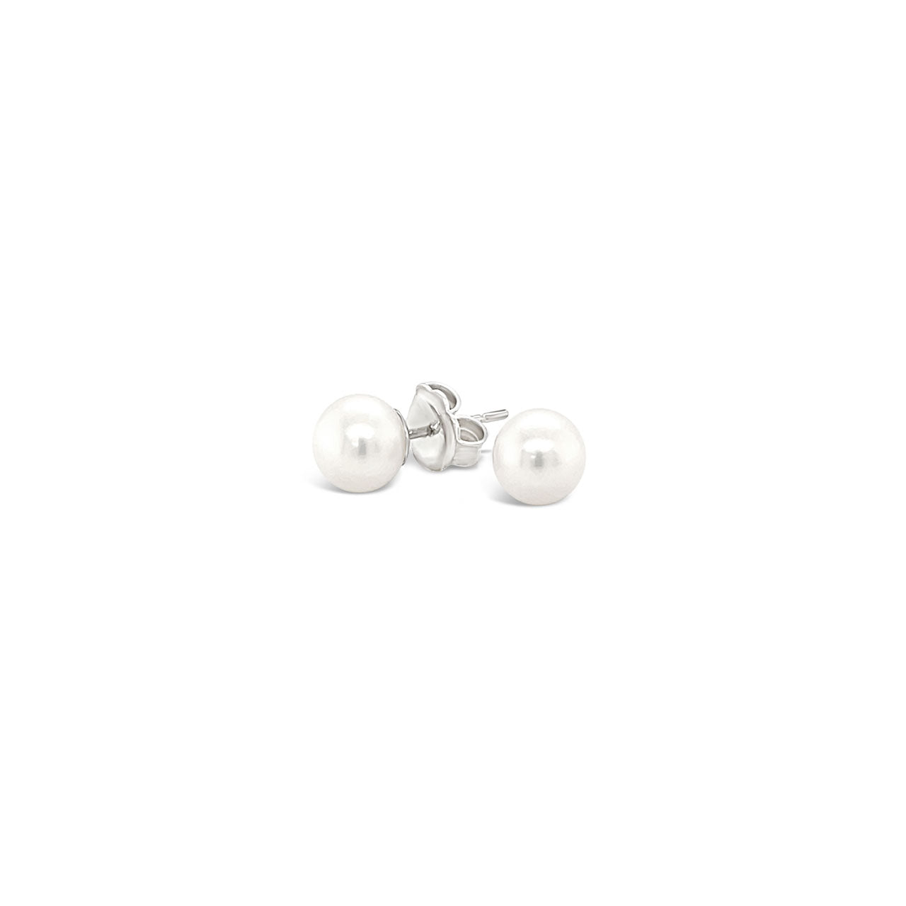 Sterling Silver 4-4.5mm Round Fresh Water Pearl Stud Earrings