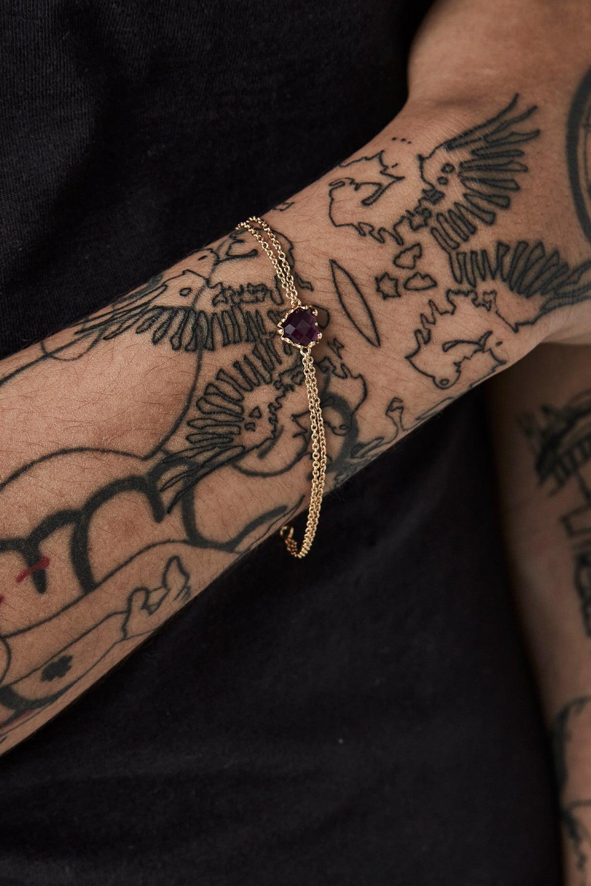 Love Claw Bracelet Gold Plated - Dark Amethyst - Jamies Jewellers