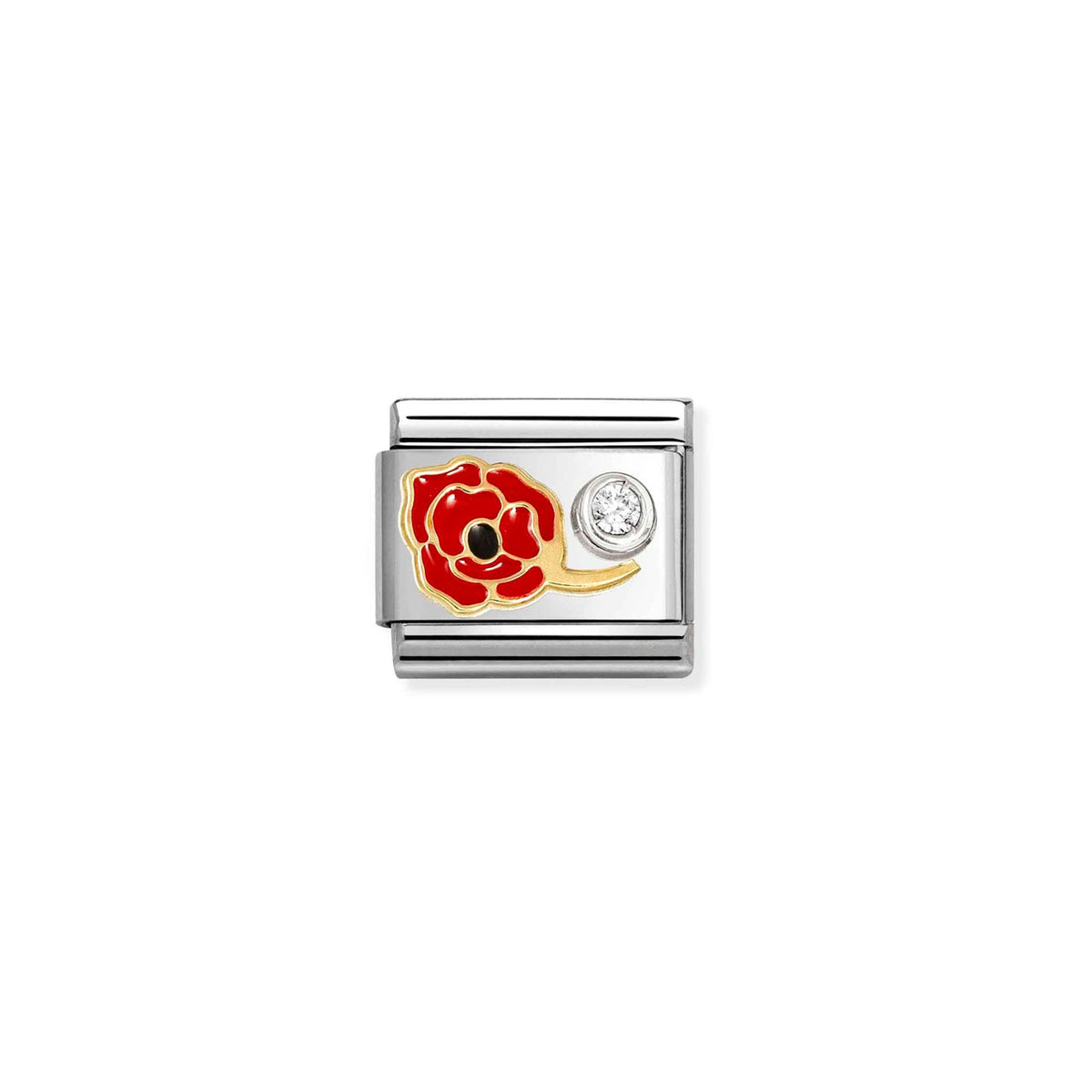 Composable Classic Link 630302/11 Red Poppy In 18K Gold, Silver, Enamel & CZ