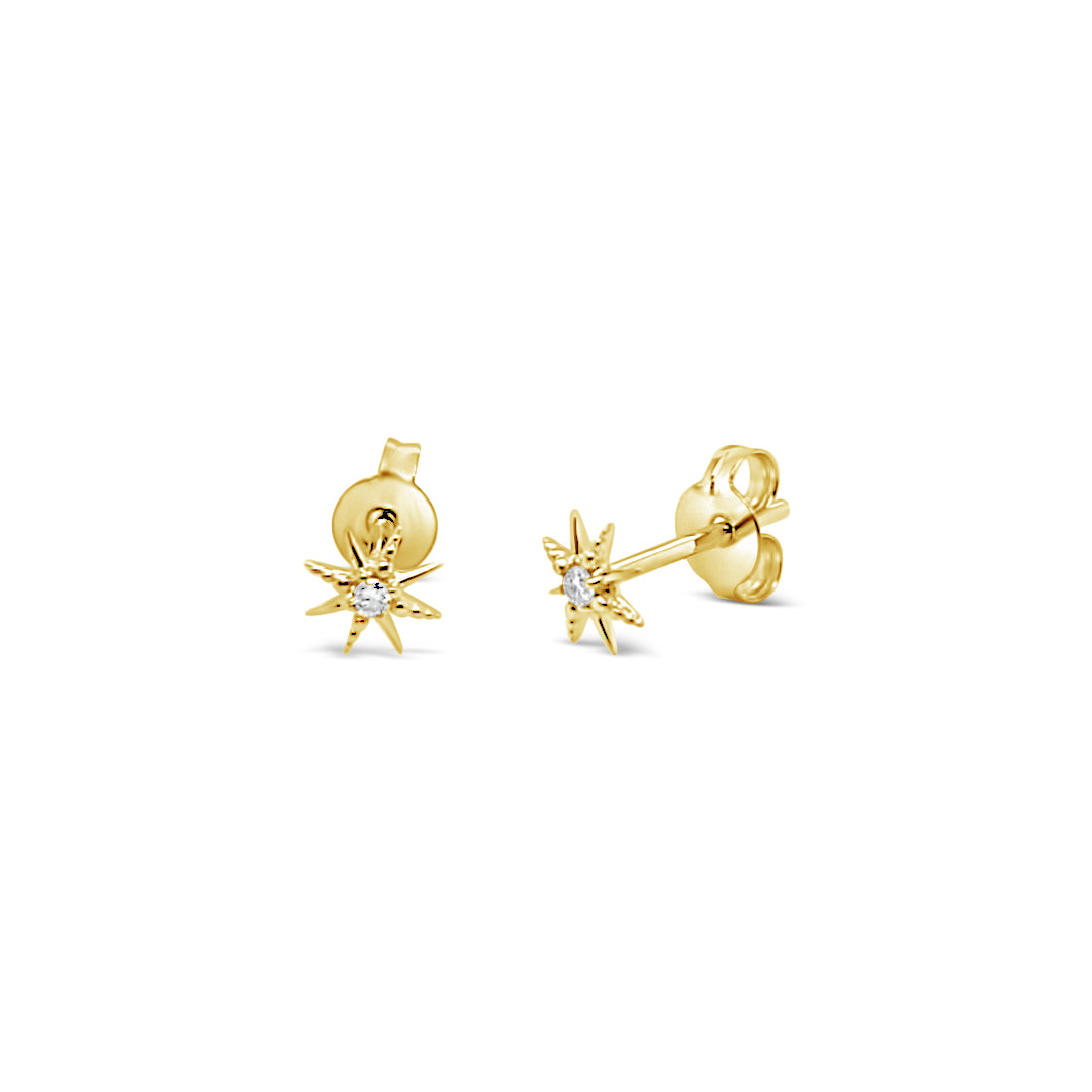 9k Yellow Gold 0.02c Diamond Star Stud Earrings