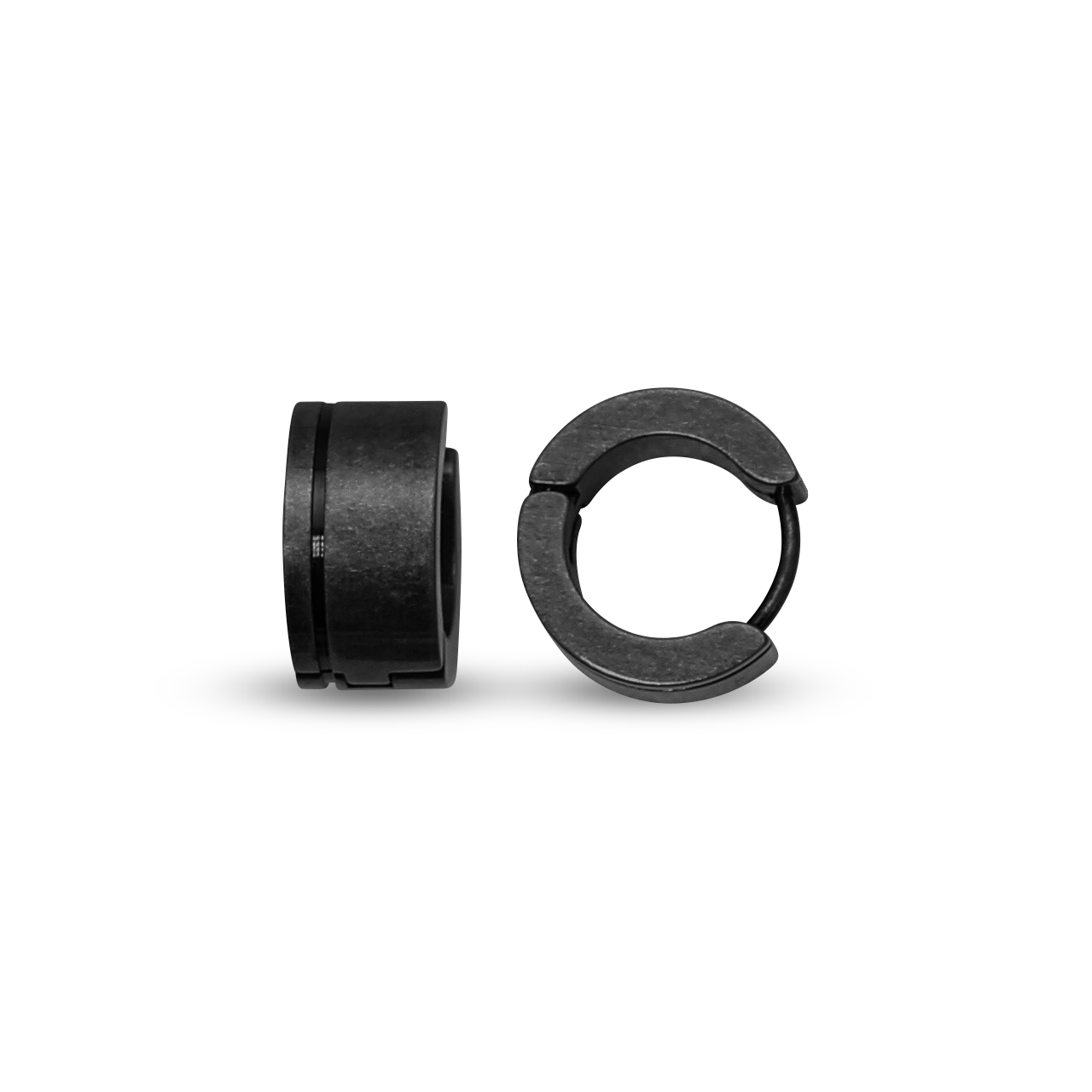 Rochet - Mens Stainless Steel Vintage Black Huggie Earrings
