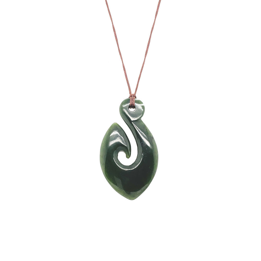 Medium Hook NZ Made Greenstone Pendant