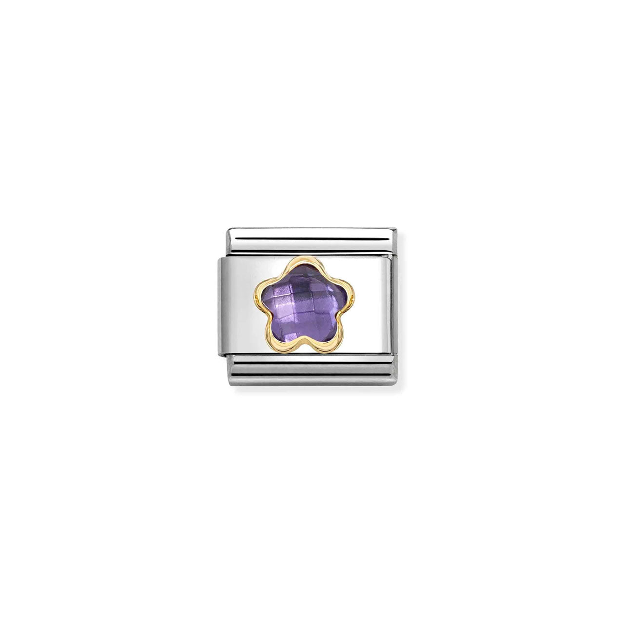 Composable Classic Link 030615/001 Purple CZ Flower In 18K Gold
