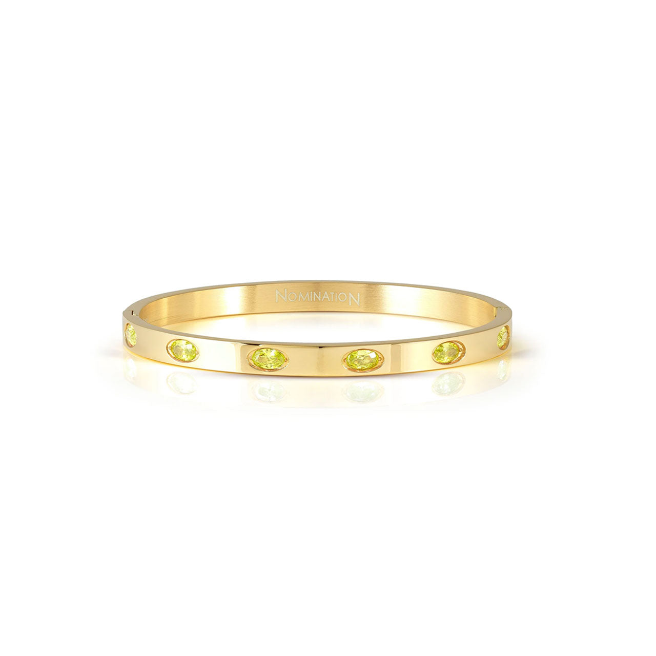 Pretty Bangles Gold With Green CZ - Size Large