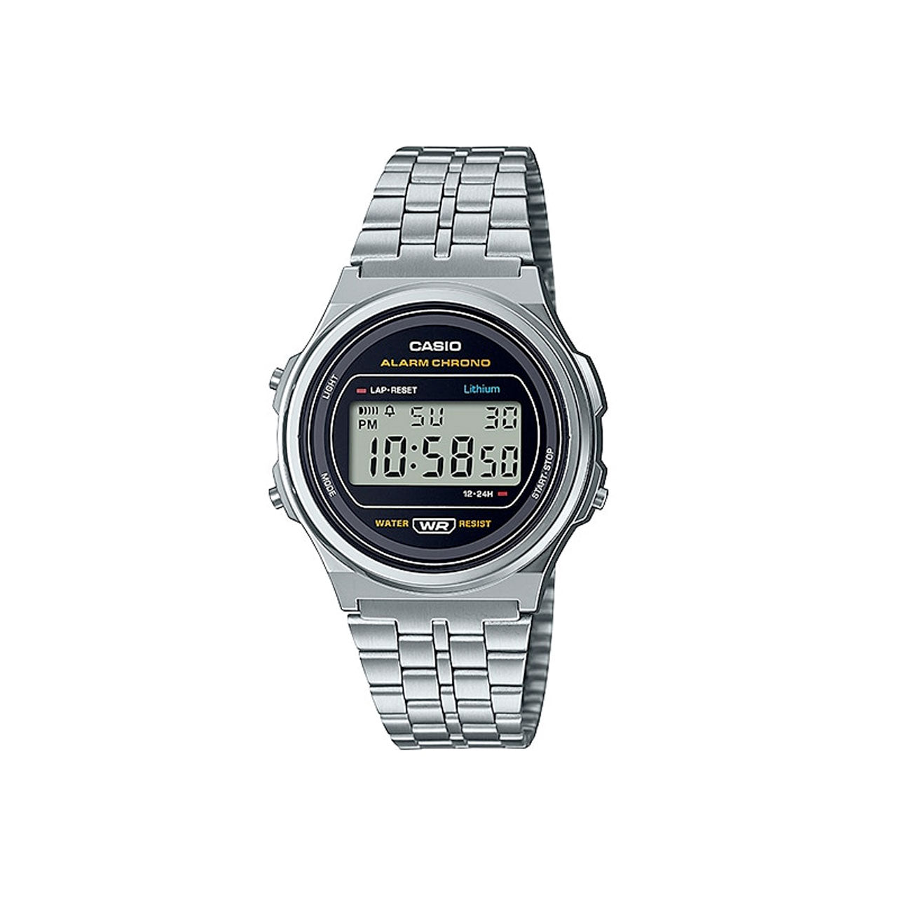 Casio Vintage Digital Round Silver Watch - A171WE-1A