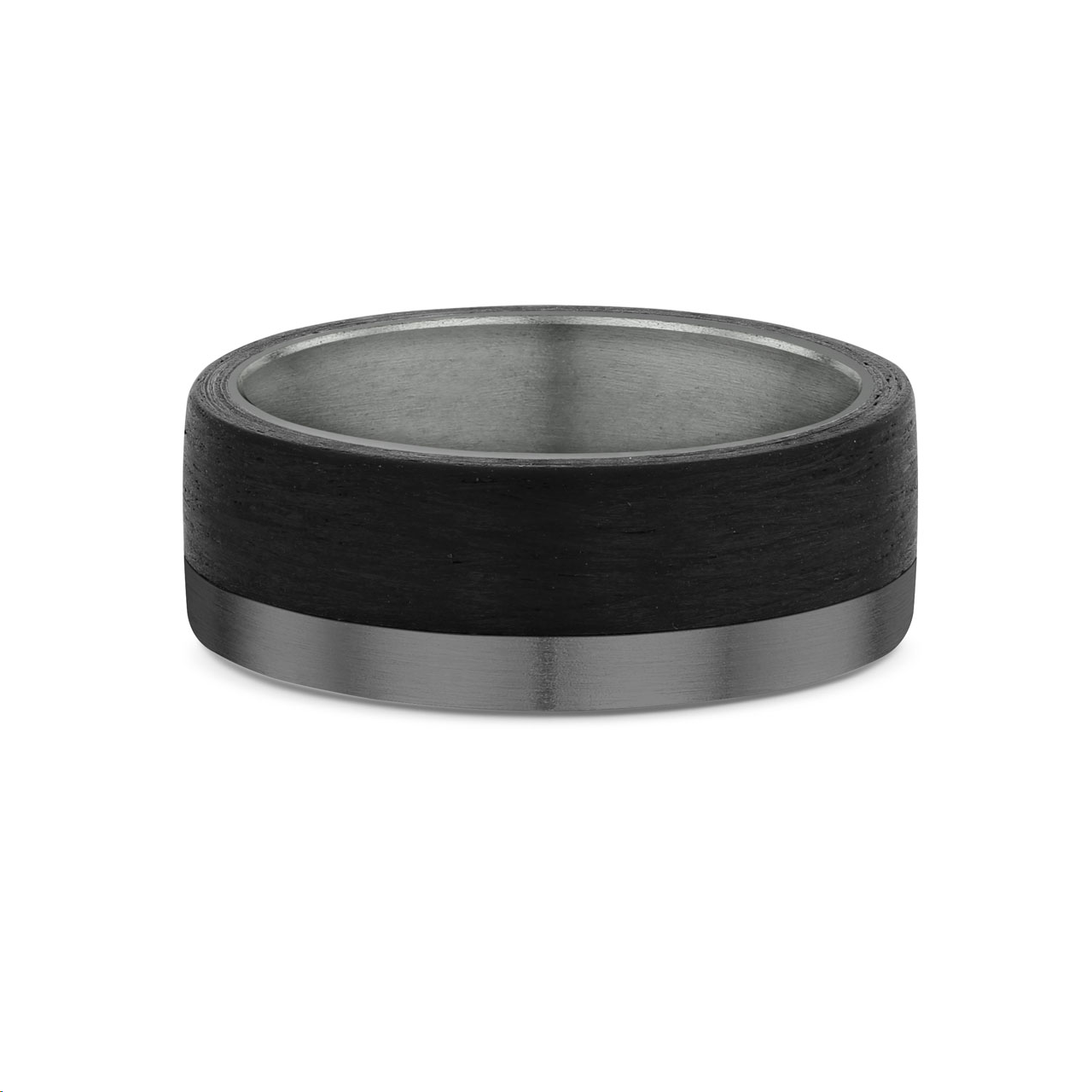 Mens 8mm Wide Tantalum & Carbon Fibre Wedding Band Ring