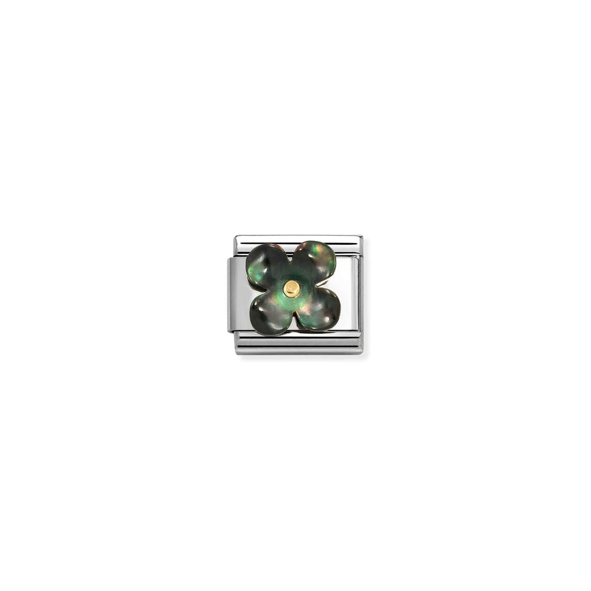 Composable Classic Link 030521/22 Black Mother Of Pearl Flower In 18K Gold