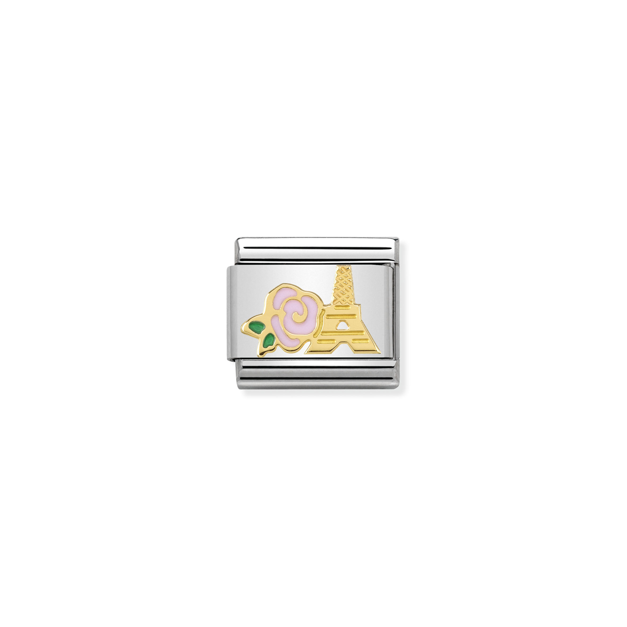 Composable Classic Link 030285/39 Pink Rose And Eiffel Tower in 18k Gold