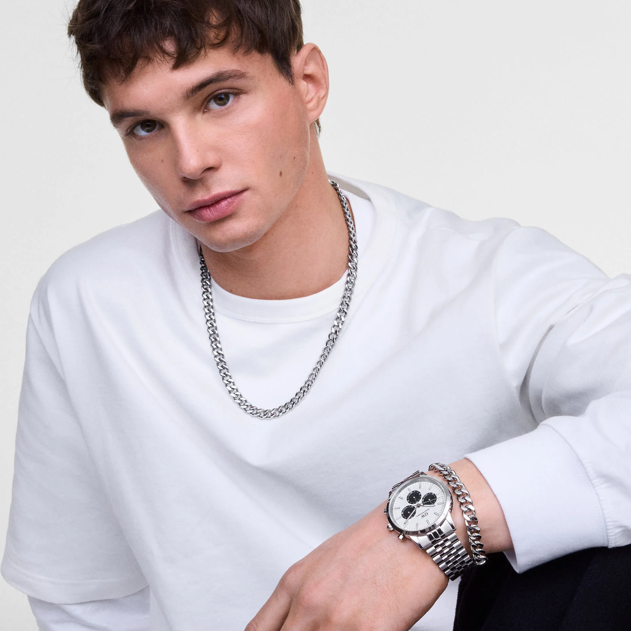 Ellipse Cuban Chain 55cm Necklace Silver