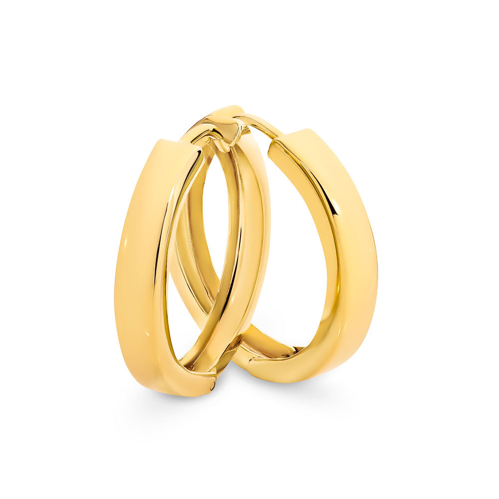 9k Yellow Gold Huggie Earrings - Silver Filled