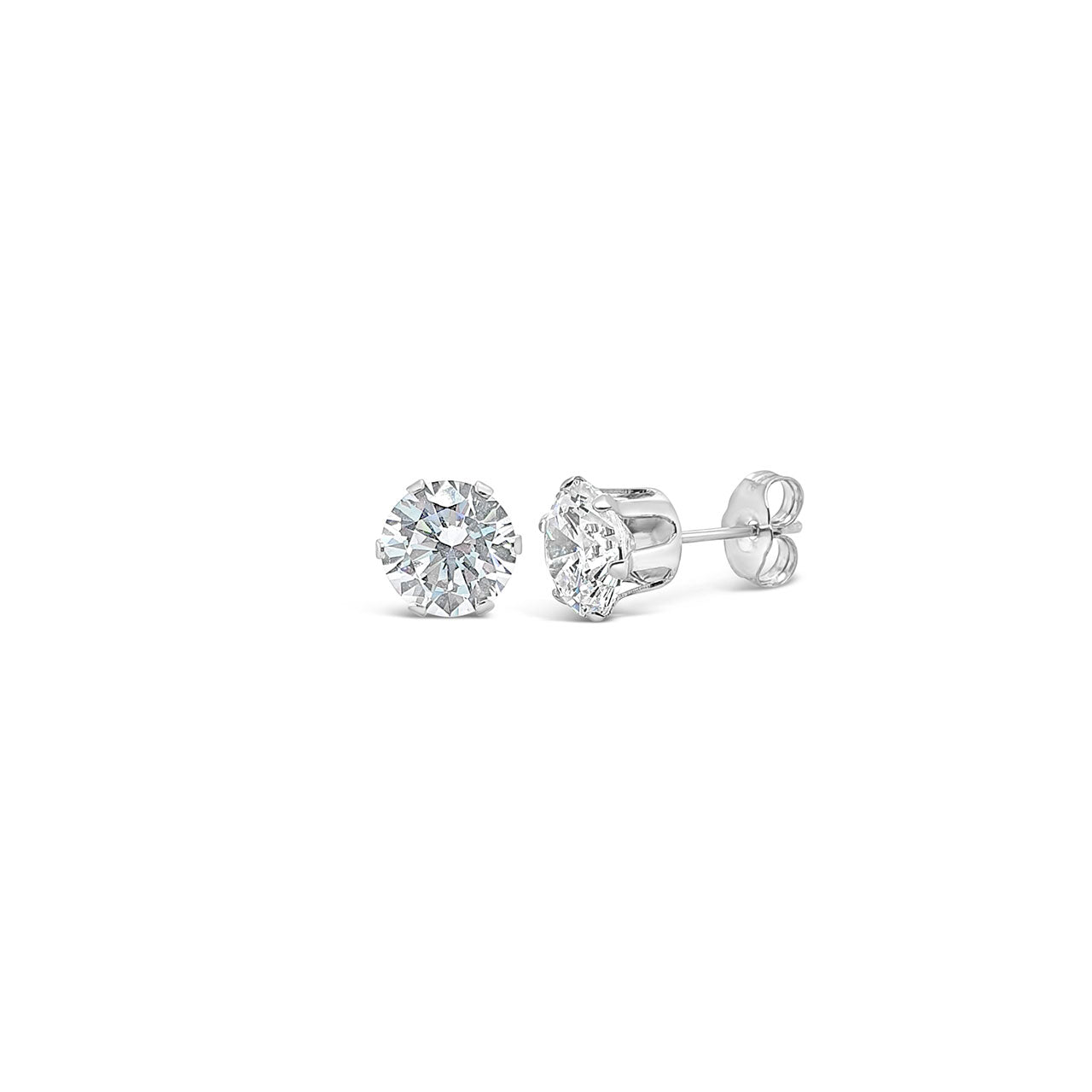 Sterling Silver White 7mm CZ Stud Earrings