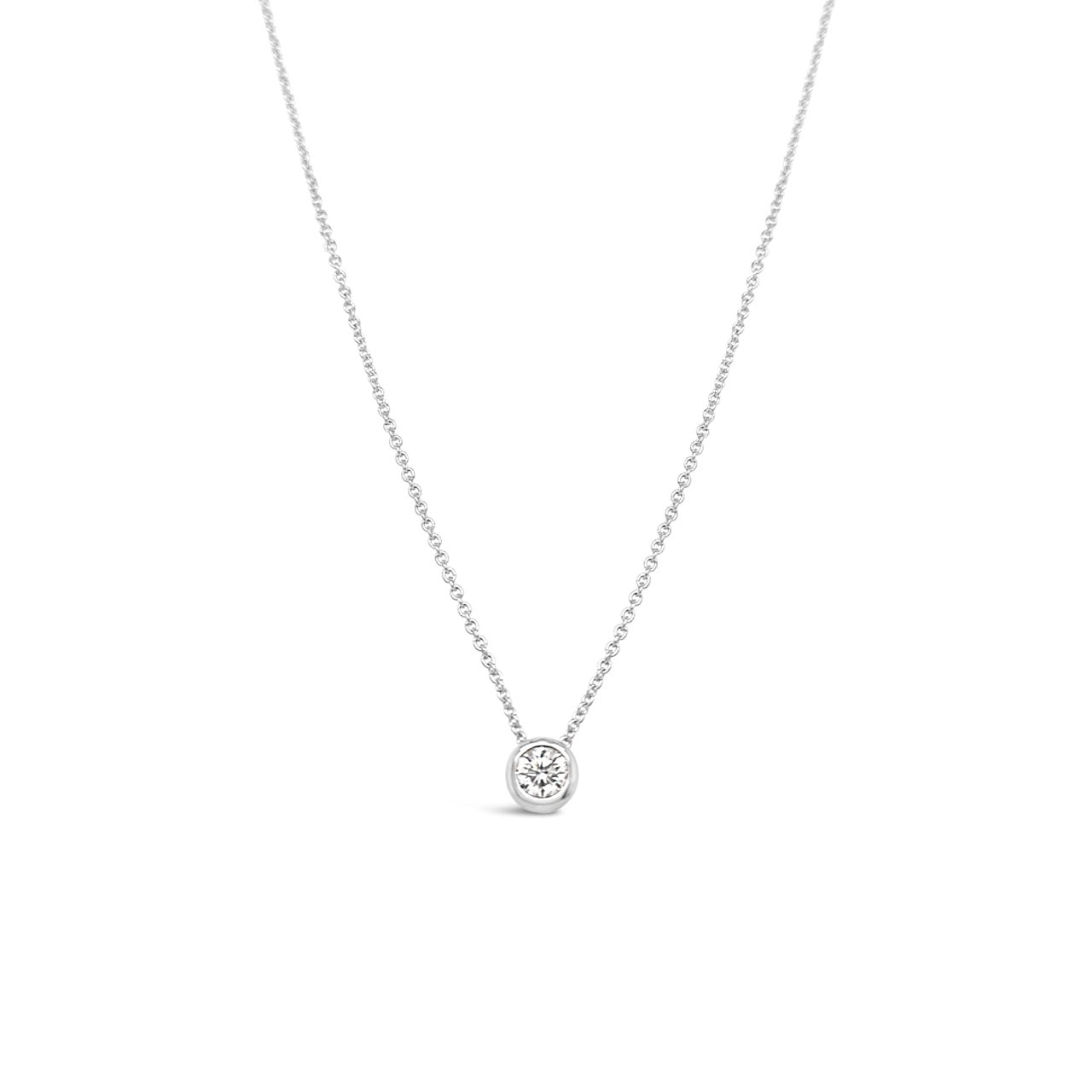 9k White Gold Diamond Bezel Set Solitaire Pendant
