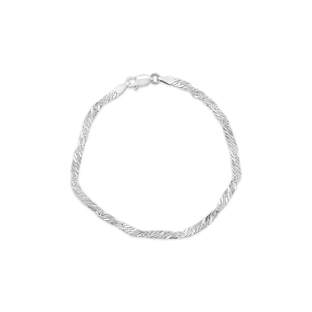 19cm Sterling Silver SNG50 Singapore Twist Chain Bracelet