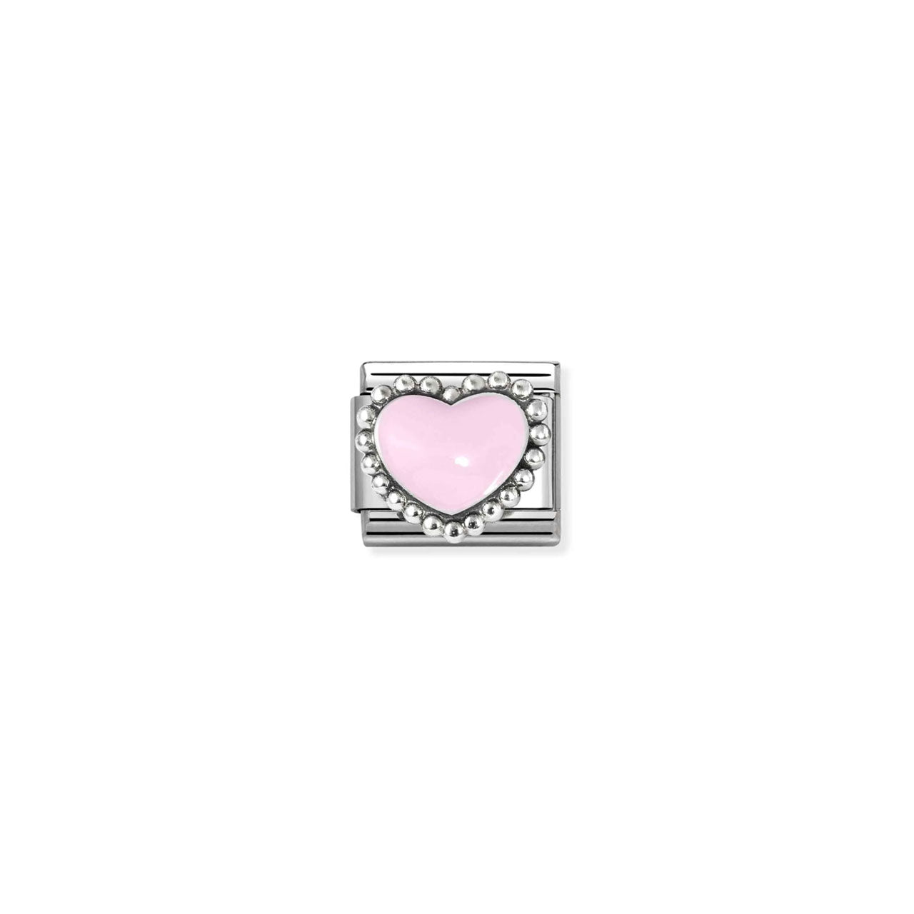 Composable Classic Link 330204/39 Pastel Pink Heart In 925 Silver & Enamel