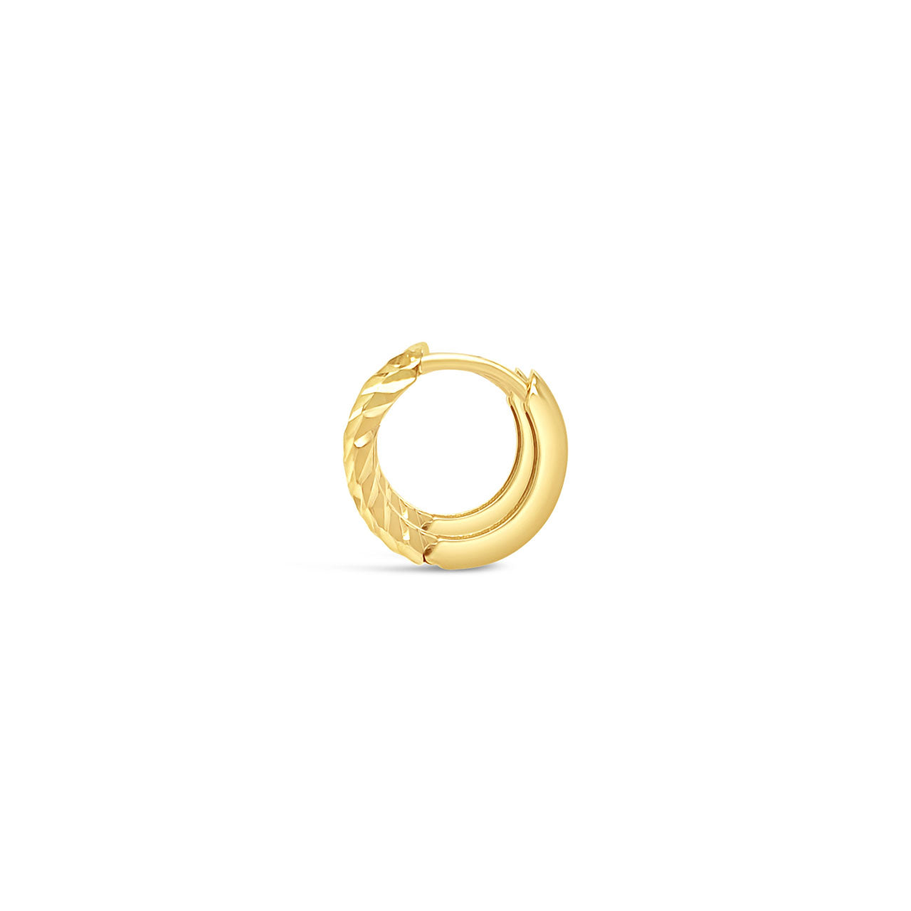 9k Yellow Gold Small Textured Hollow Creole Hoop Earrings