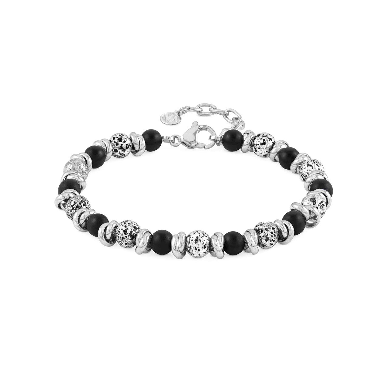 Instinct Bracelet 027919/044 Stainless Steel With Lava Stones & Black Opaque Onyx