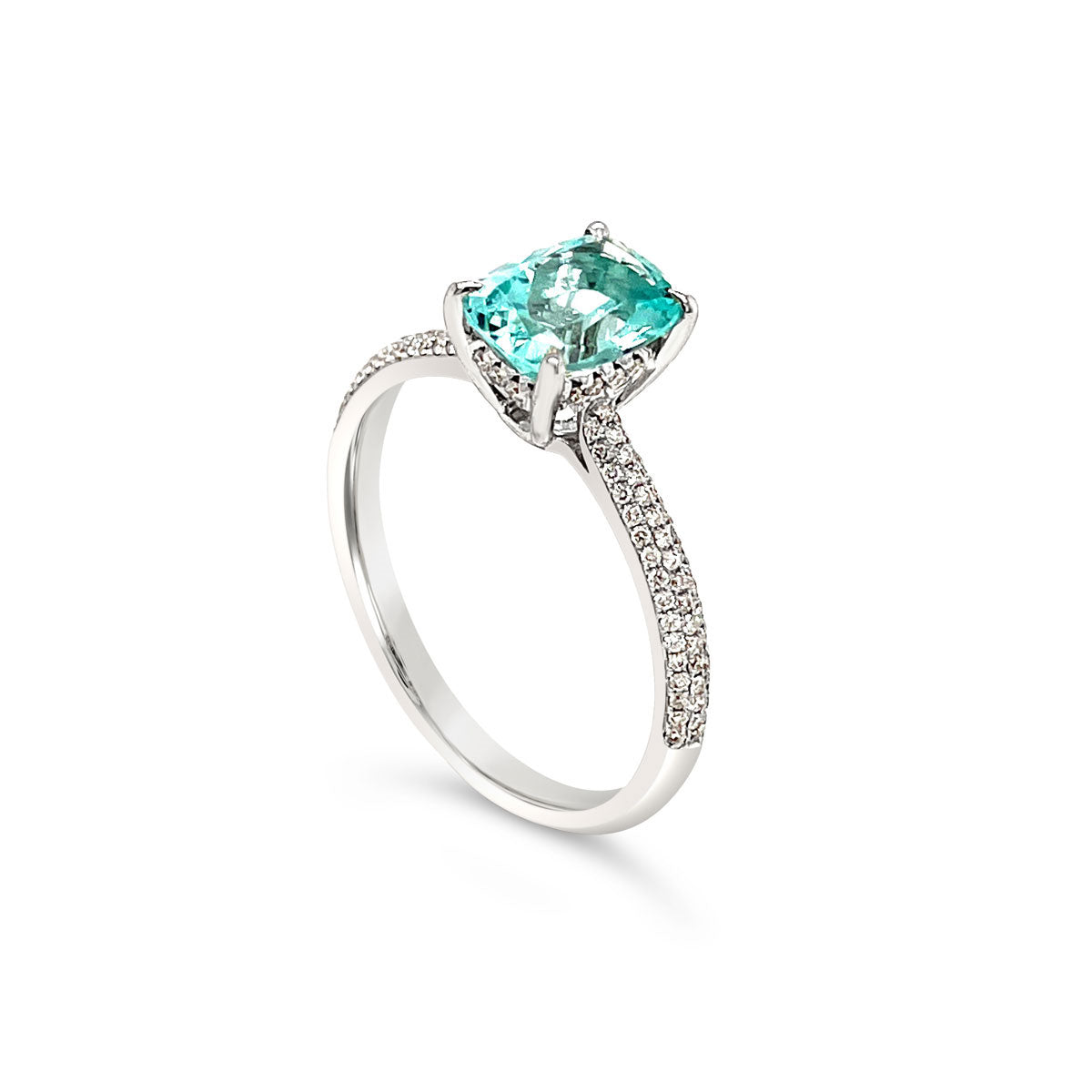 18k White Gold Arabella Green Beryl & Diamond Ring