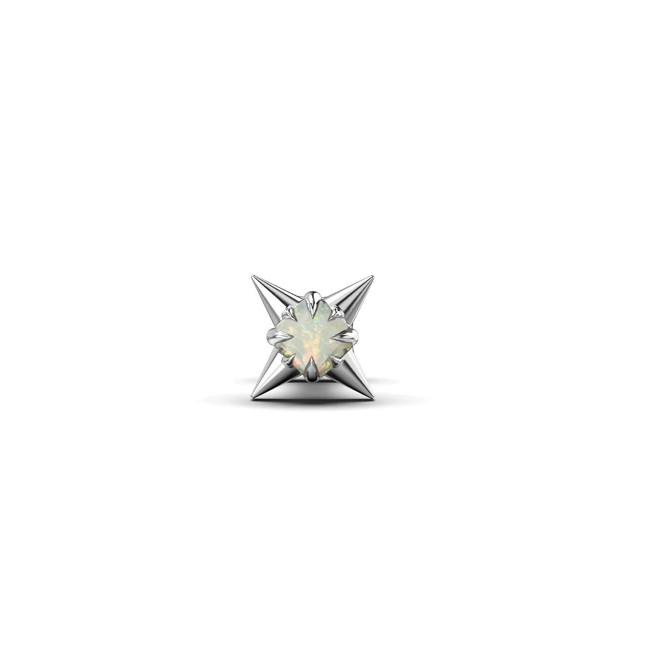 Gothic Star Flat Back Single Earring in Sterling Silver