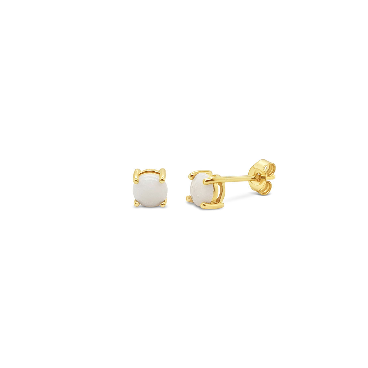 9k Yellow Gold Opal Studs in a 4 Claws Stud Earrings