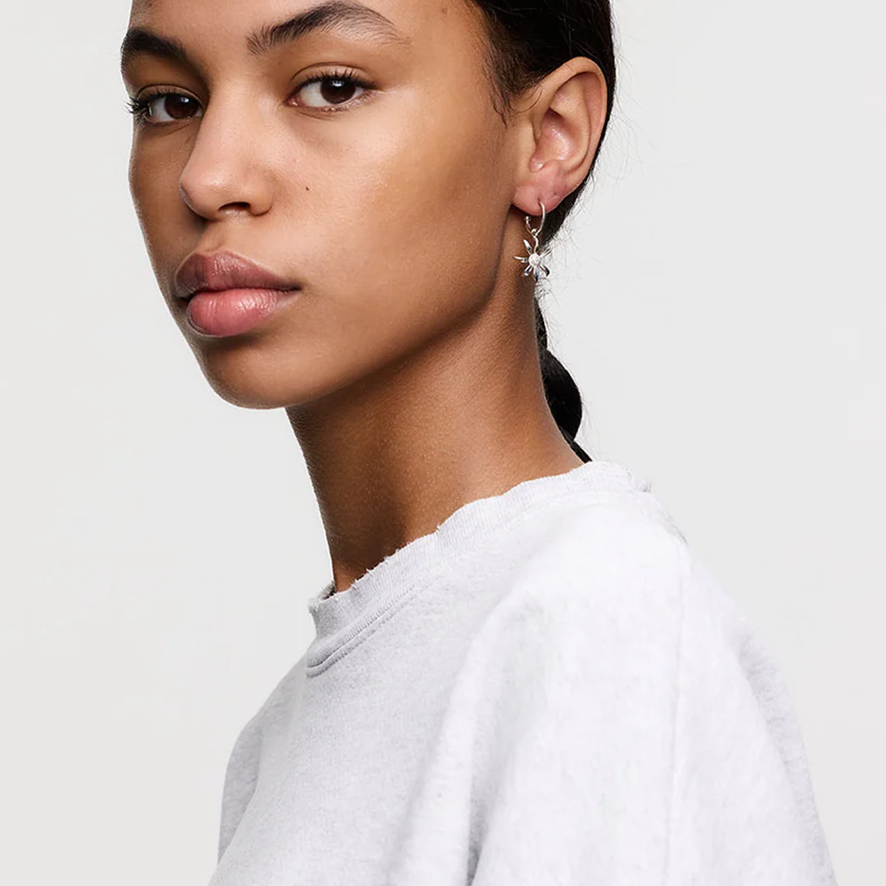 Sterling Silver Daisy Signature Hoops