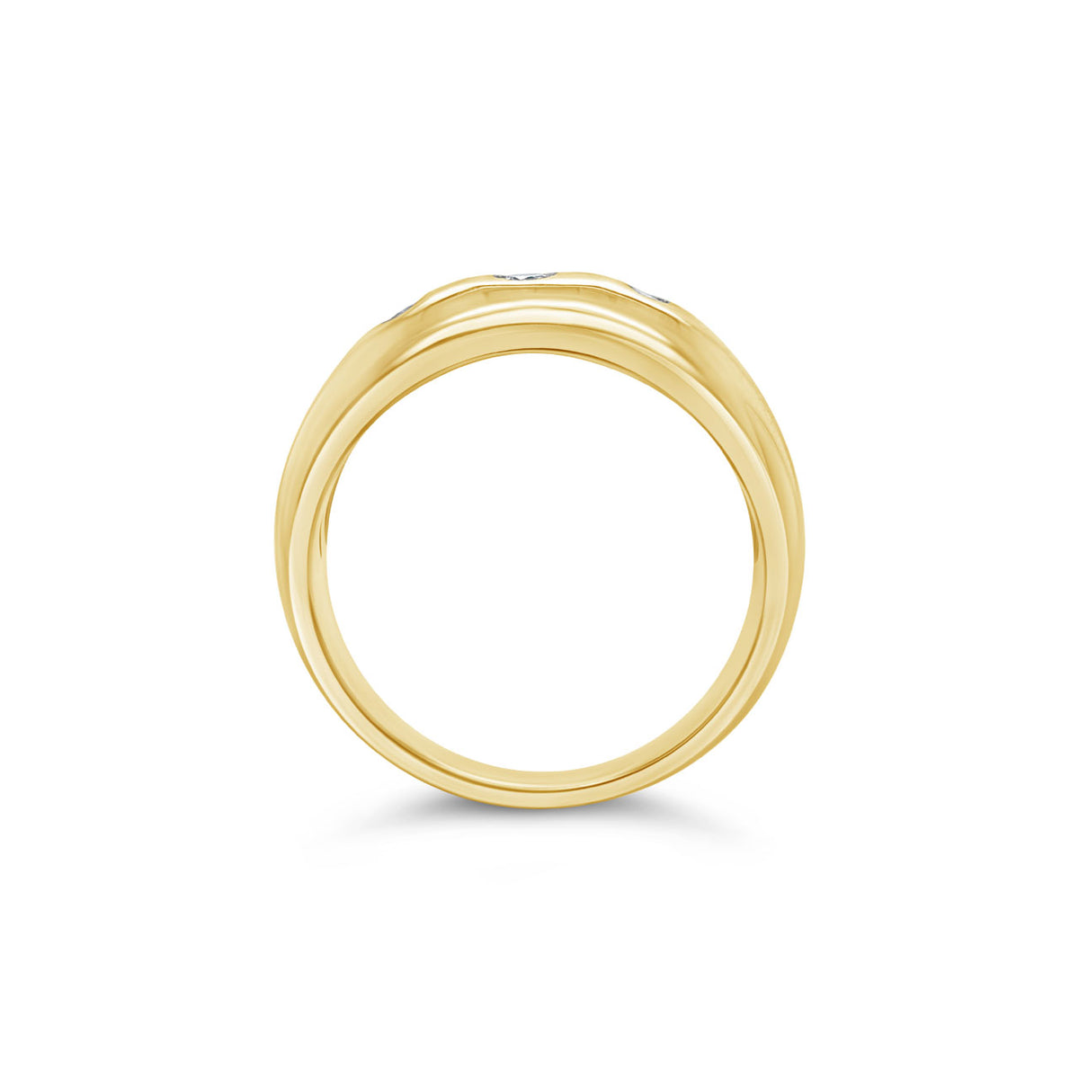 9k Yellow Gold Diamond Three Stone Punch Set Band