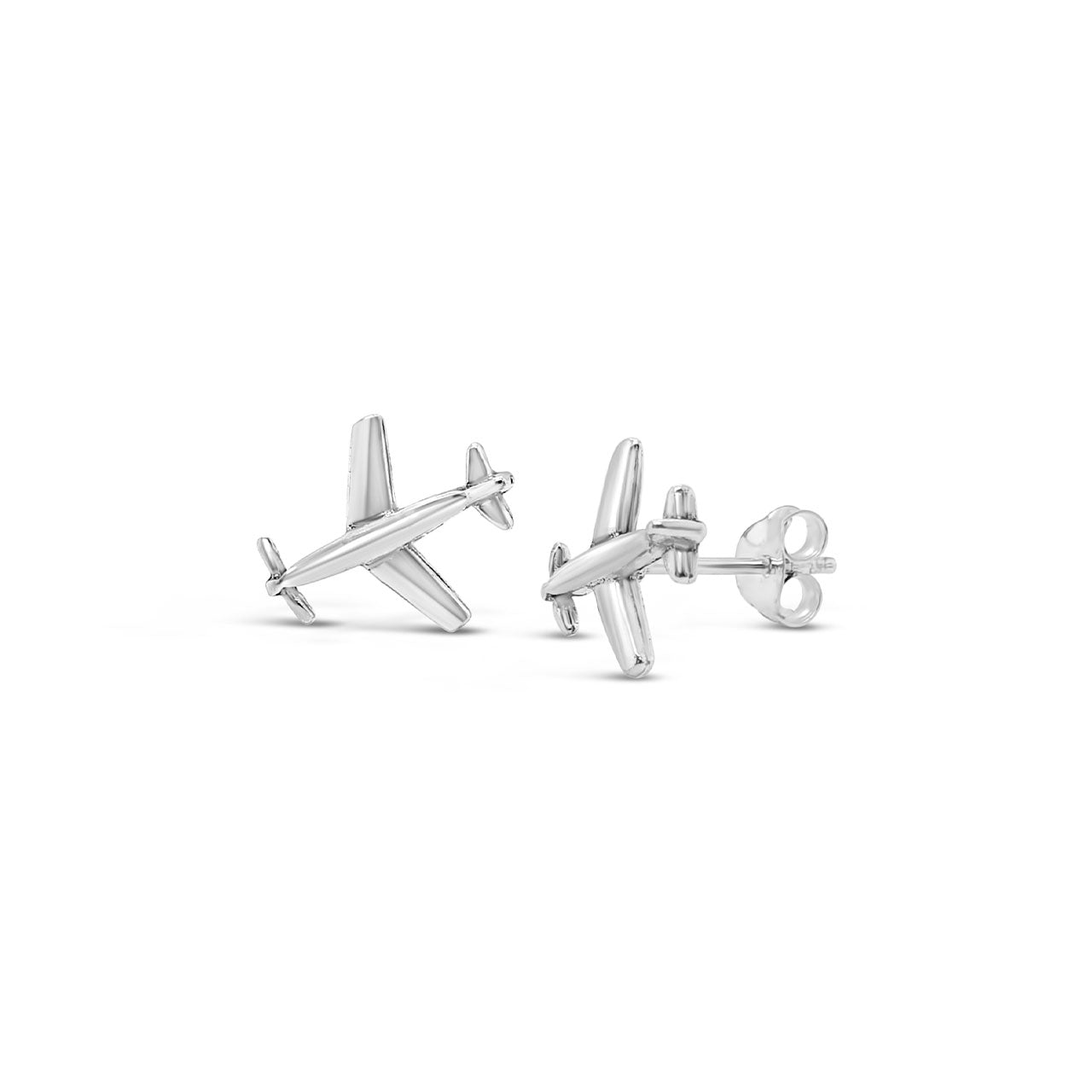 Sterling Silver Aeroplane Stud Earrings