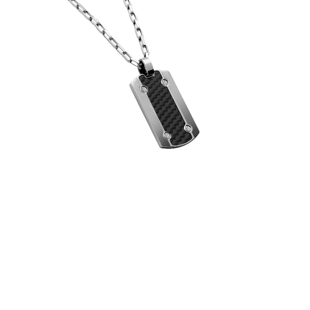 Mens Steel & Carbon Pendant